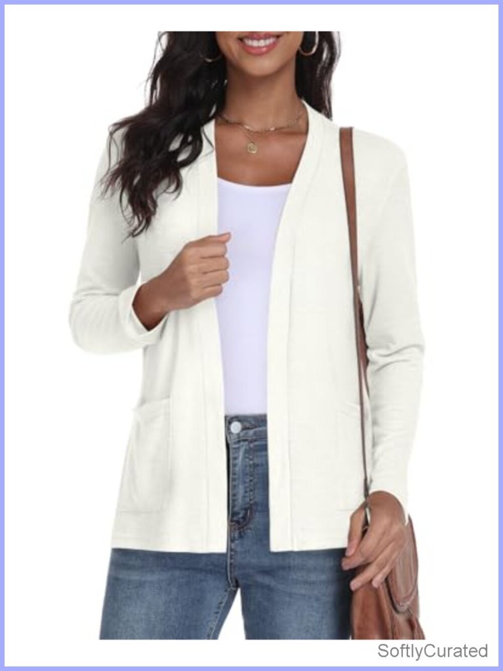 Women's Lightweight Open Front Cardigan Long Sleeve Loose Fit Pockets